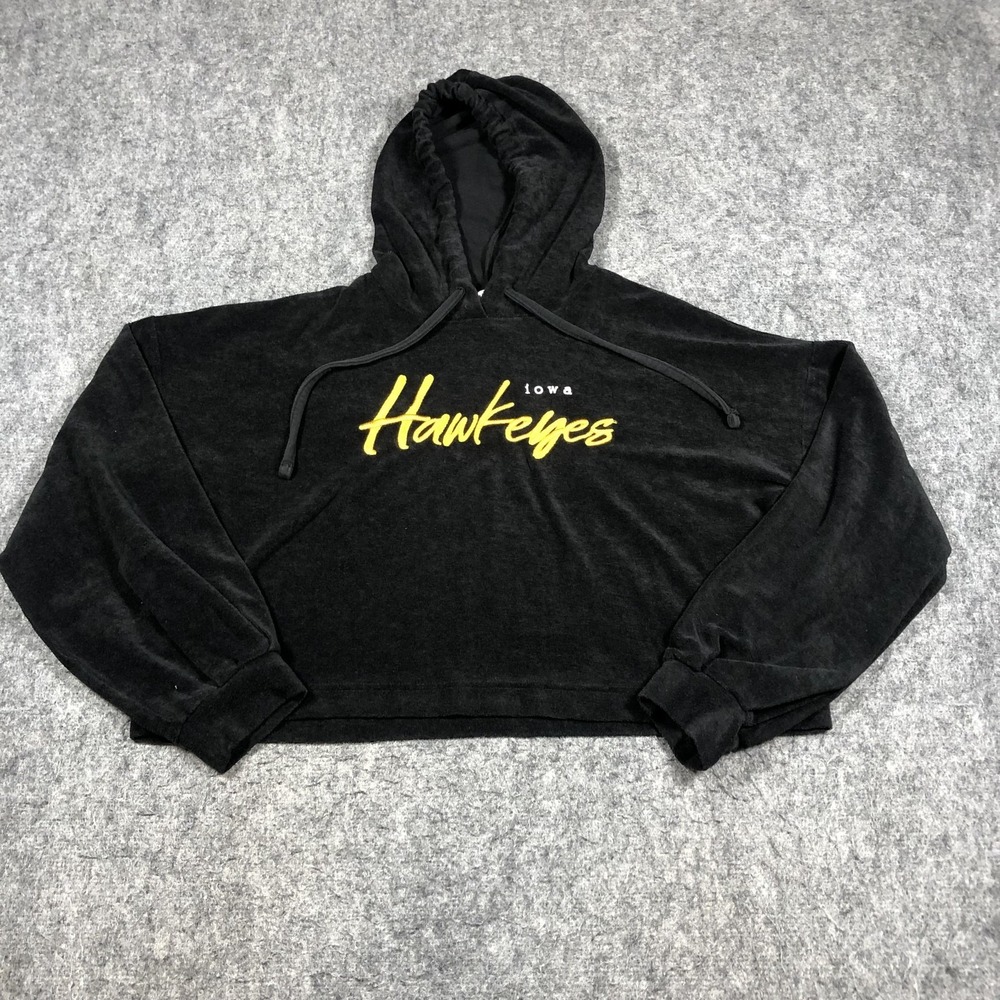Rivalry Threads Iowa Hawkeyes Cropped Hoodie Womens S‎ Black NCAA Sweatshirt
